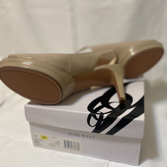 Nine West Womens Open-Toe Pump, 4-inch heel, Taupe, 10M - Picture 4 of 5